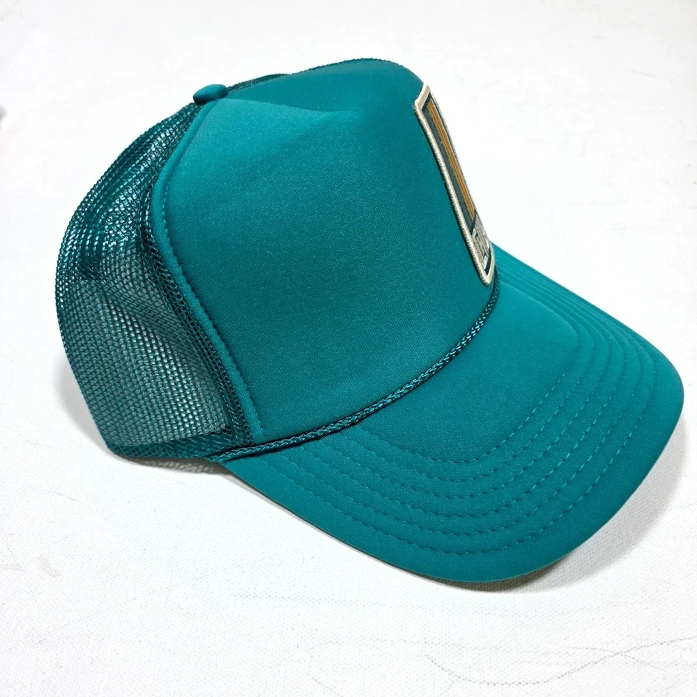 Port Sandz Trucker Hat Mens  Surfer Teal Chill Patch Retro Mesh Snapback Cap